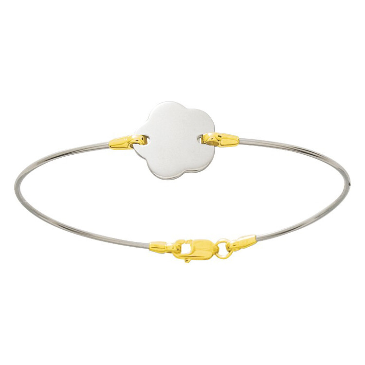 Photo de Jonc bébé trèfle - Or jaune 18ct et acier