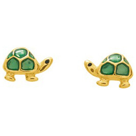 Photo de Boucles d'oreilles tortues - Vis - Or jaune 18ct