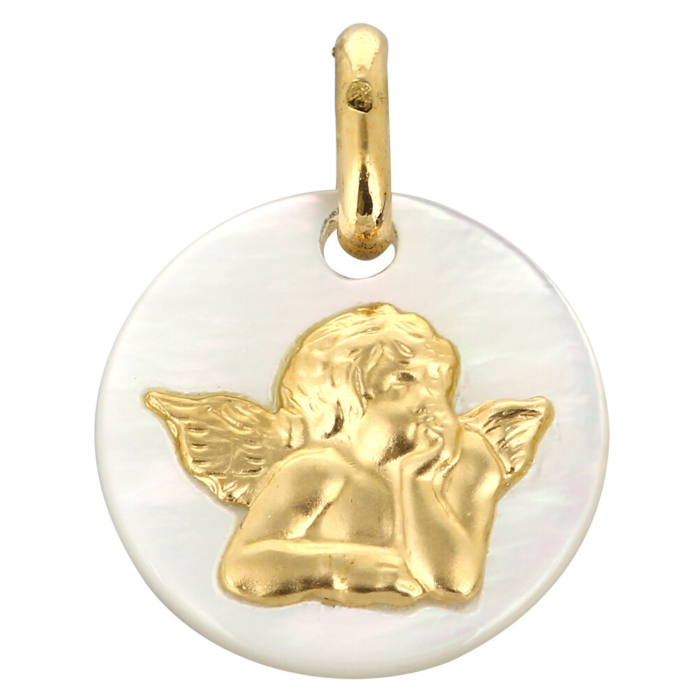 Photo de Médaille Ange - Or jaune 18ct & nacre