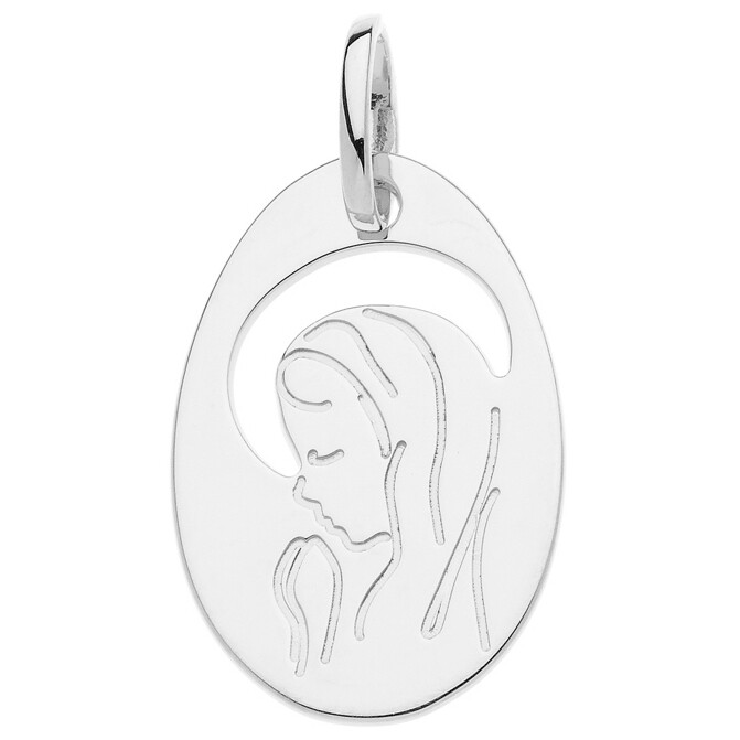 Photo de Médaille petite Vierge ajourée - Or blanc 9ct