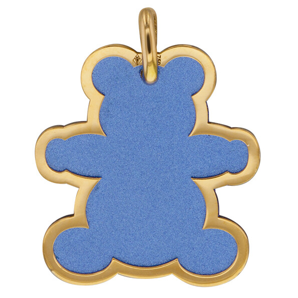 Photo de Pendentif ourson bleu - Or jaune 18ct & acier