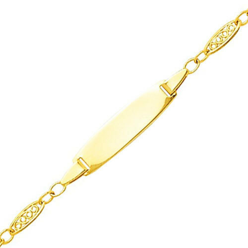 Photo de Gourmette bébé filigrane - Or jaune 18ct