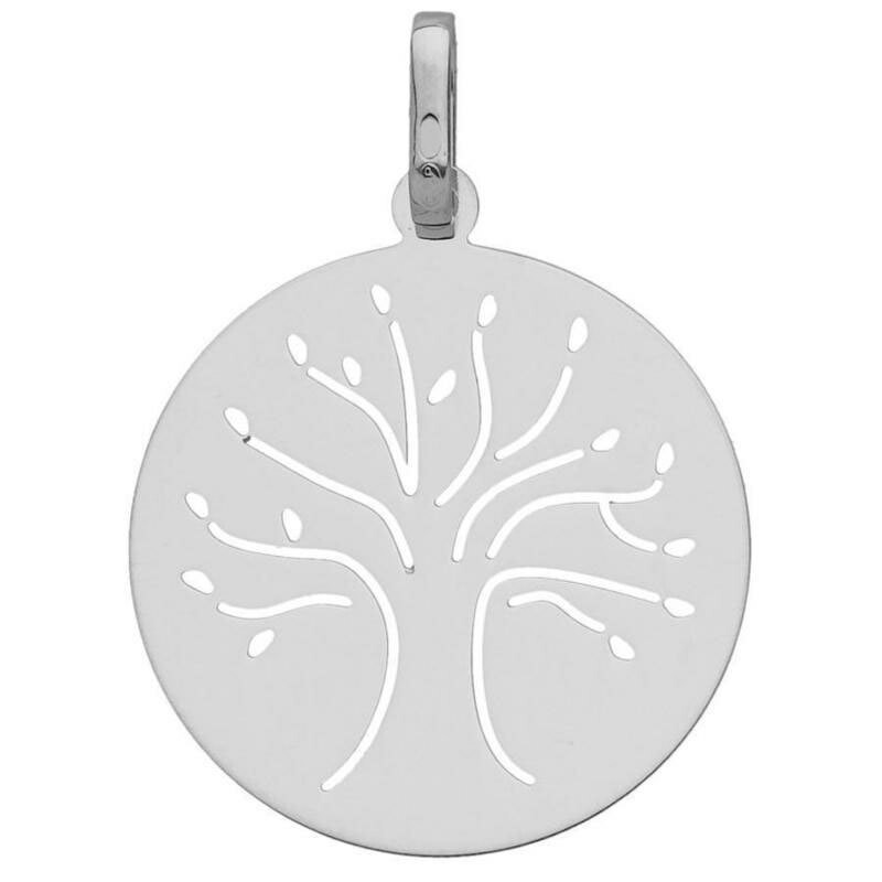 Photo de Médaille Arbre de vie élancé ajourée - Or blanc 9ct