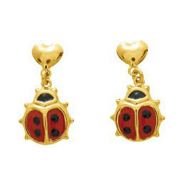 Photo de Boucles d'oreilles coccinelles - Vis - Or jaune 18ct