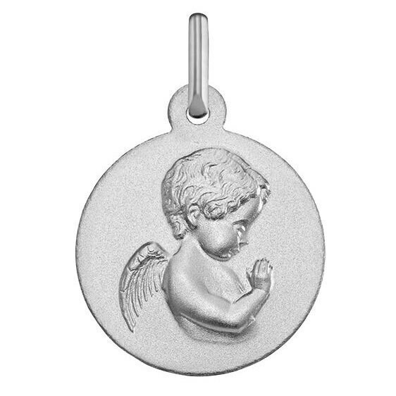 Photo de Médaille Ange en prière - Or blanc 9ct