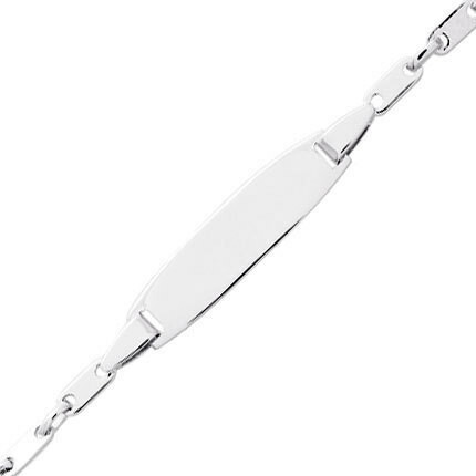 Photo de Gourmette bébé plaques alternées - Or blanc 18ct