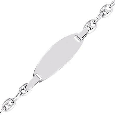 Photo de Gourmette bébé grain de café - Or blanc 9ct