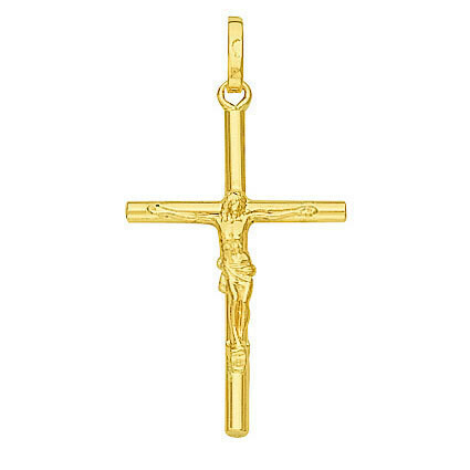 Photo de Croix Christ fil rond - Or jaune 18ct