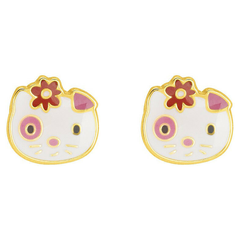 Photo de Boucles d'oreilles chats - Vis - Or jaune 9ct