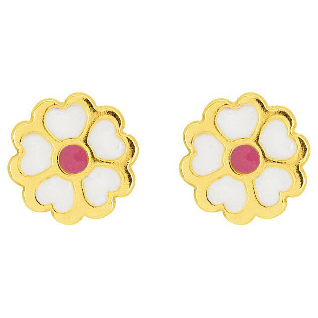 Photo de Boucles d'oreilles fleurs - Vis - Or jaune 18ct