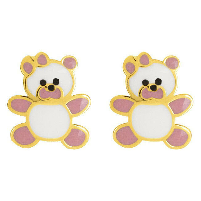Photo de Boucles d'oreilles oursons - Vis - Or jaune 18ct
