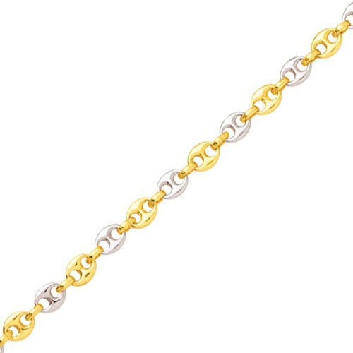 Photo de Bracelet maille grains de café - Or jaune et blanc 18ct
