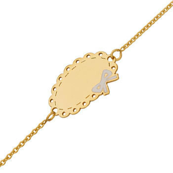 Photo de Gourmette bébé dentelle et noeud - Or jaune 9ct