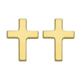 Photo de Boucles d'oreilles croix - Puces - Or jaune 18ct