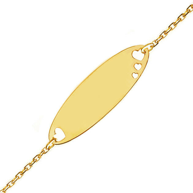 Photo de Gourmette bébé coeurs ajourés - Or jaune 9ct