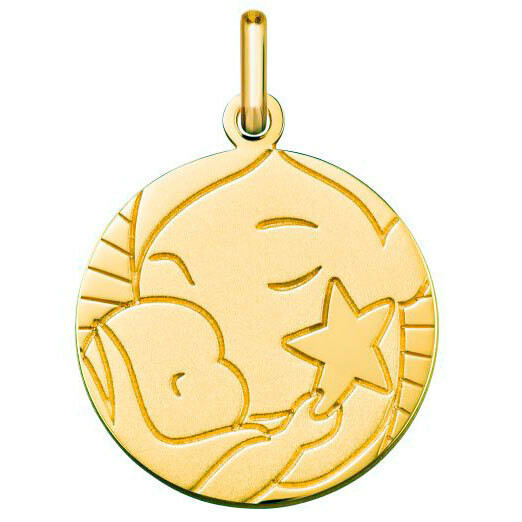 Photo de Médaille Vierge à l'enfant étoile - Or jaune 9ct