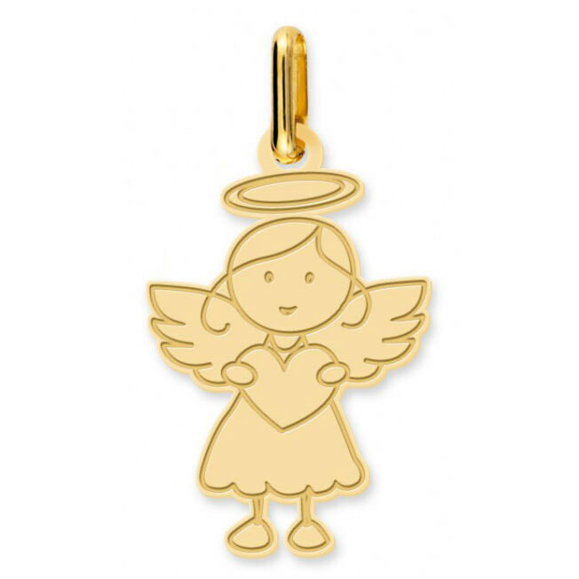 Photo de Pendentif Ange fille au coeur - Or jaune 9ct
