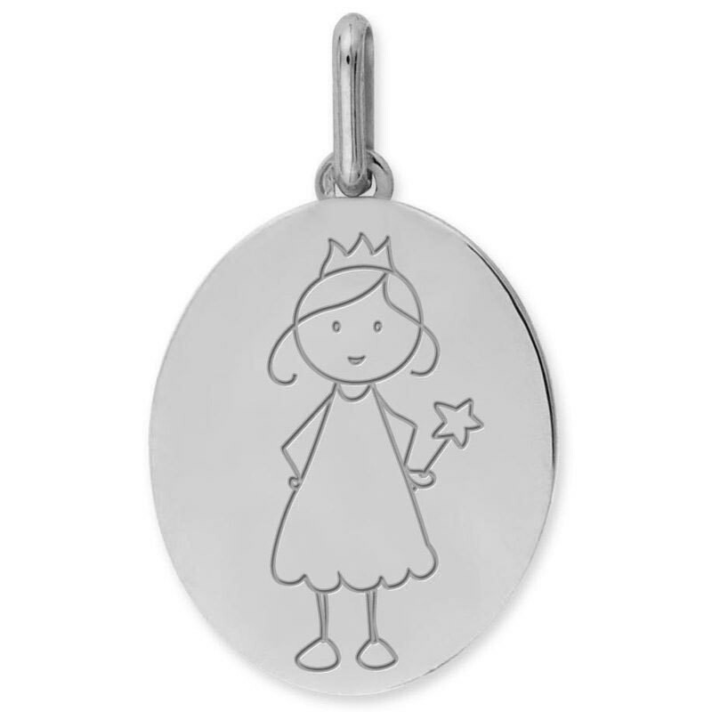 Photo de Médaille Petite Fée - Or blanc 18ct