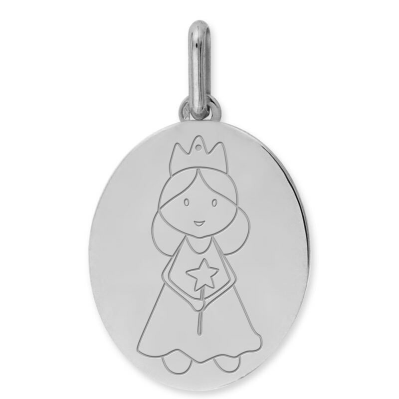 Photo de Médaille Petite Fée - Or blanc 9ct