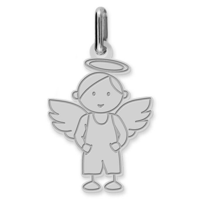 Photo de Pendentif Ange garçon - Or blanc 9ct
