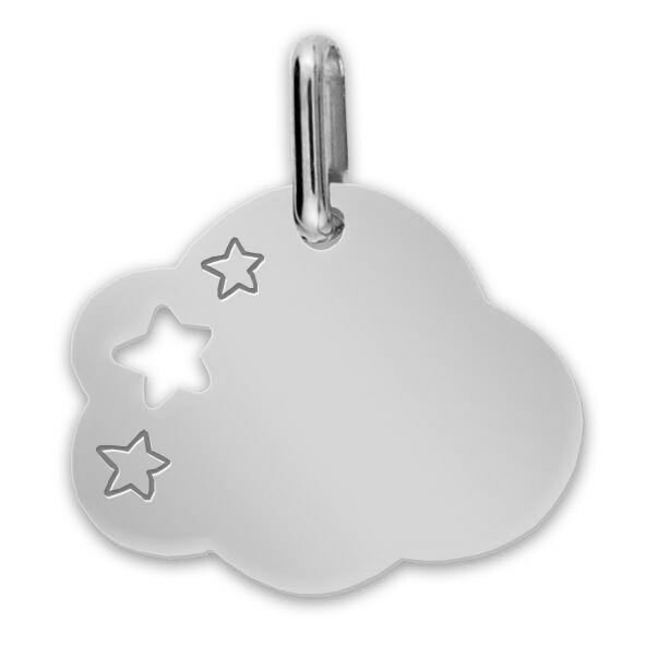 Photo de Médaille Nuage aux étoiles - Or blanc 18ct