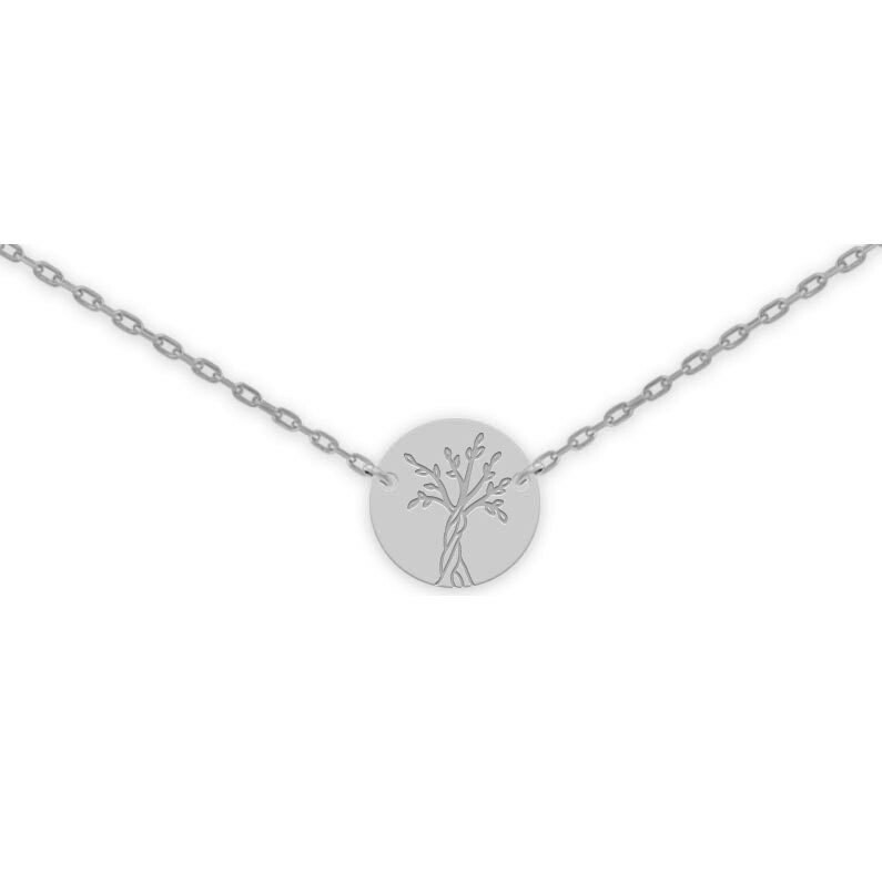 Photo de Collier chaine & médaille Arbre de vie - Or blanc 18ct