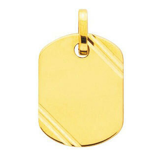 Photo de Pendentif plaque tonneau striée - Or jaune 18ct