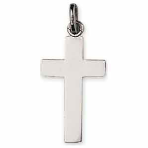 Photo de Croix plate lisse personnalisé - Or blanc 9ct