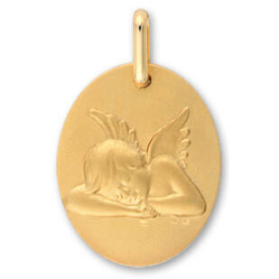 Photo de Médaille Ange ovale - Or jaune 9ct