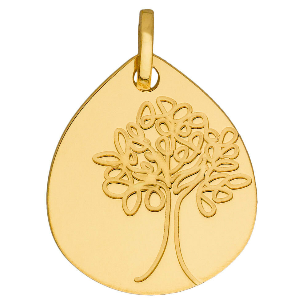 Photo de Médaille goutte Arbre de vie - Or jaune 18ct
