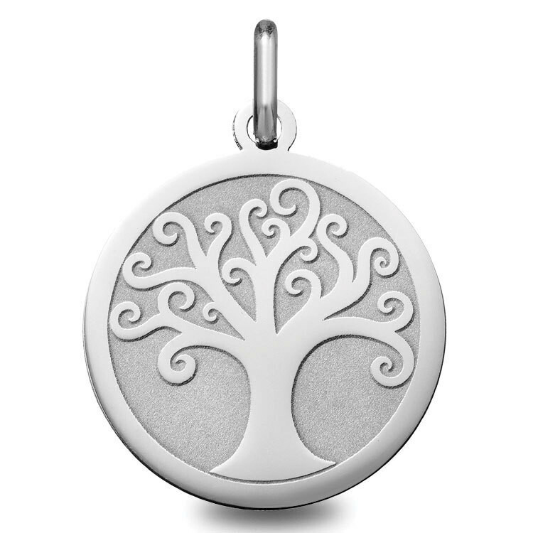 Photo de Médaille Arbre de vie ondulé - Or blanc 18ct