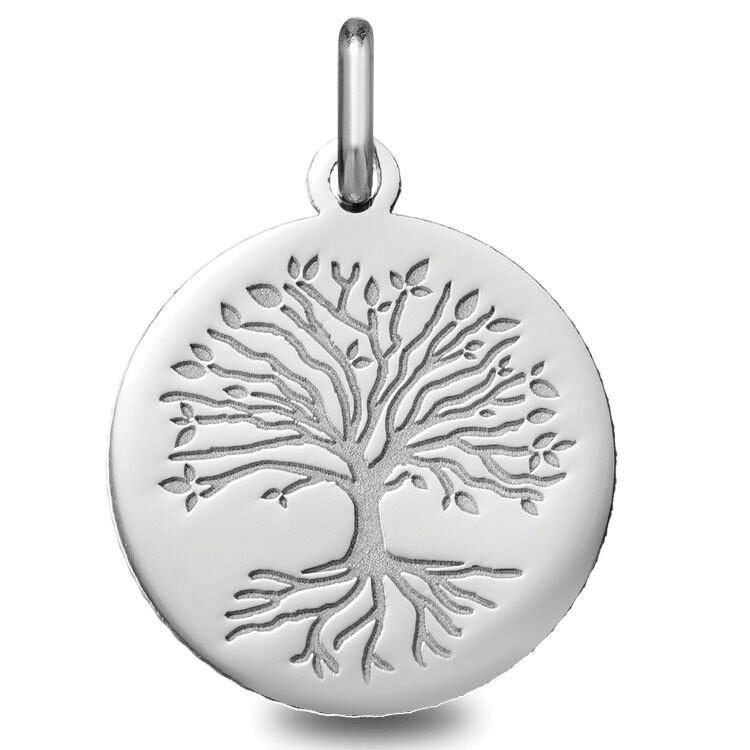 Photo de Médaille Arbre de vie aux racines - Or blanc 18ct