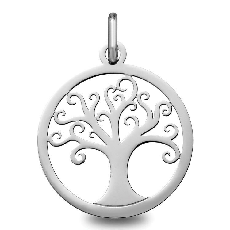Photo de Médaille Arbre de vie ondulé ajourée - Or blanc 18ct