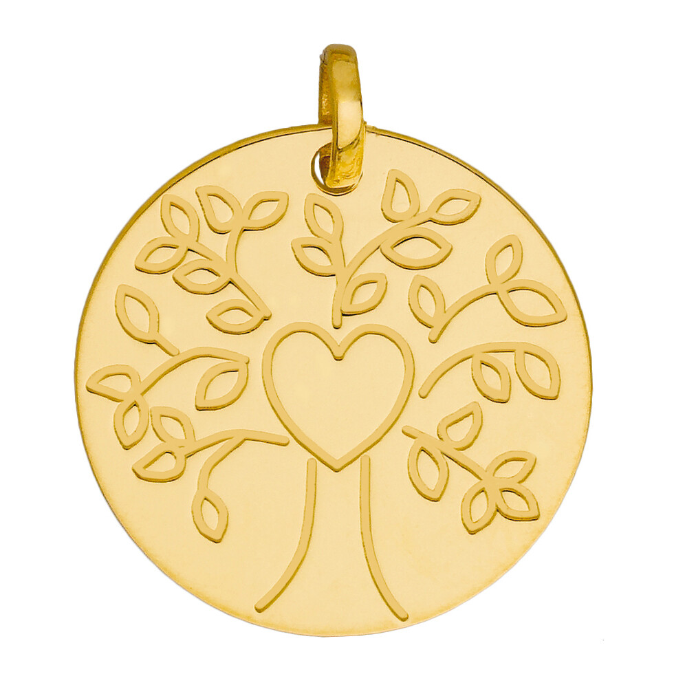 Photo de Médaille Arbre de vie au coeur - Or jaune 9ct