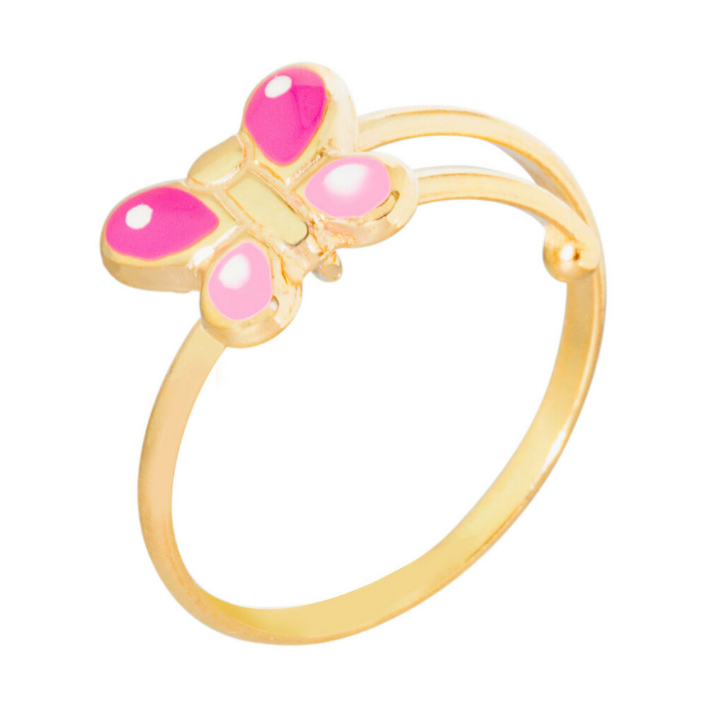 Photo de Bague enfant papillon rose - Or jaune 9ct