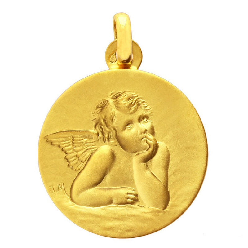 Photo de Médaille Ange ronde - Or jaune 18ct