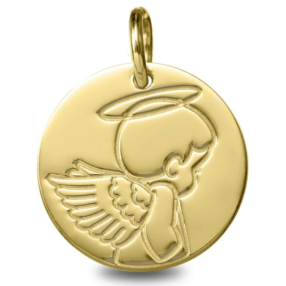 Photo de Médaille Ange auréolé - Or jaune 9ct