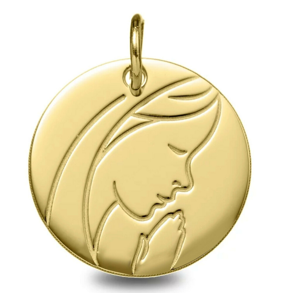 Photo de Médaille Vierge pieuse - Or jaune 9ct