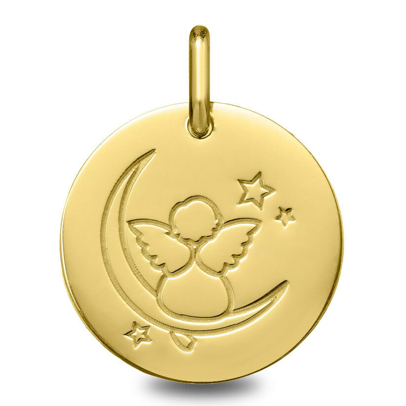 Photo de Médaille Ange sur la lune - Or jaune 9ct