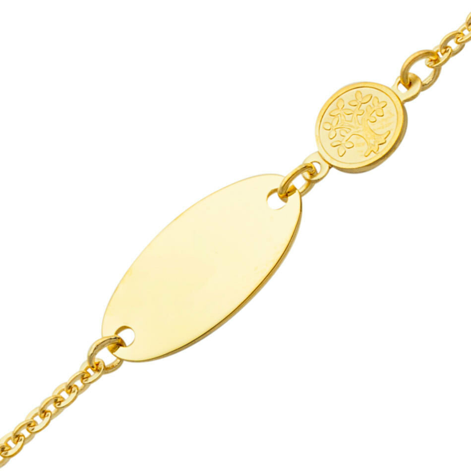 Photo de Gourmette bébé arbre de vie - Or jaune 9ct