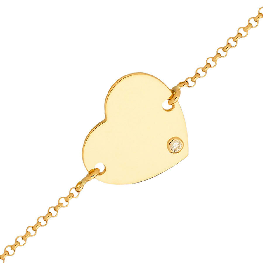 Photo de Gourmette enfant coeur - diamant & or jaune 18ct