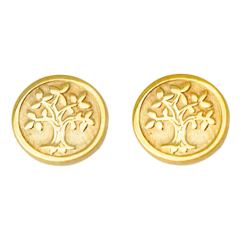 Photo de Boucles d'oreilles arbres de vies - Puces - Or jaune 9ct