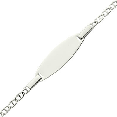 Photo de Gourmette bébé ovale maille marine - Argent massif