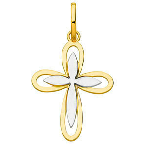 Photo de Croix bicolore - Or jaune et blanc 18ct