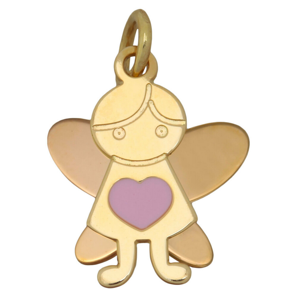 Photo de Pendentif fée coeur rose - Or jaune 18ct