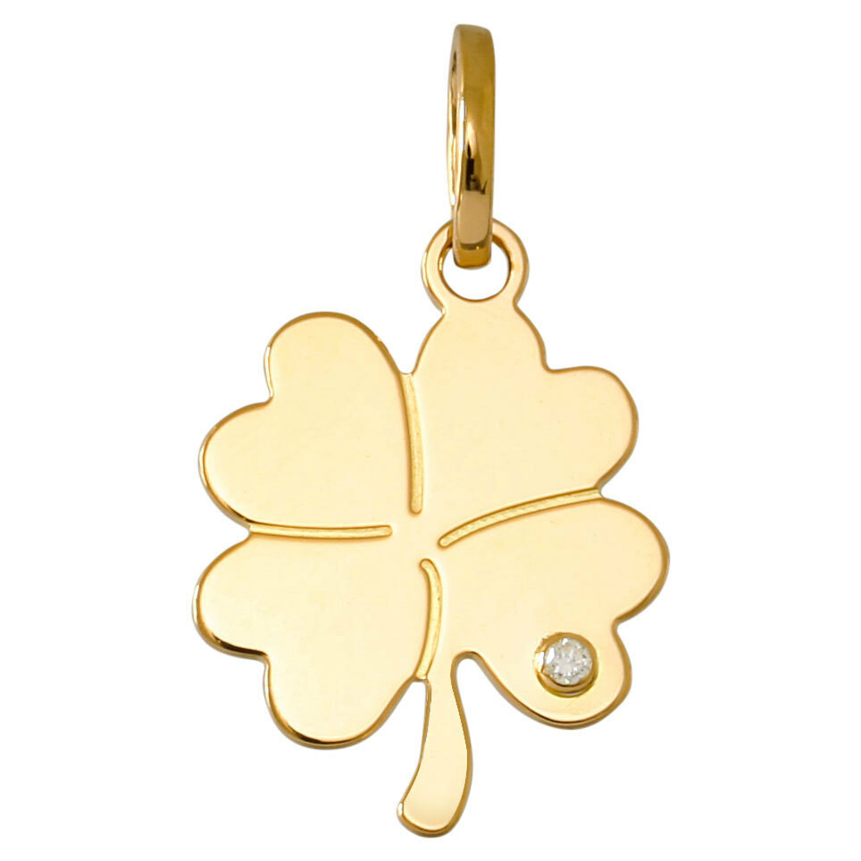 Photo de Médaille trèfle 4 feuilles - diamant & or jaune 18ct