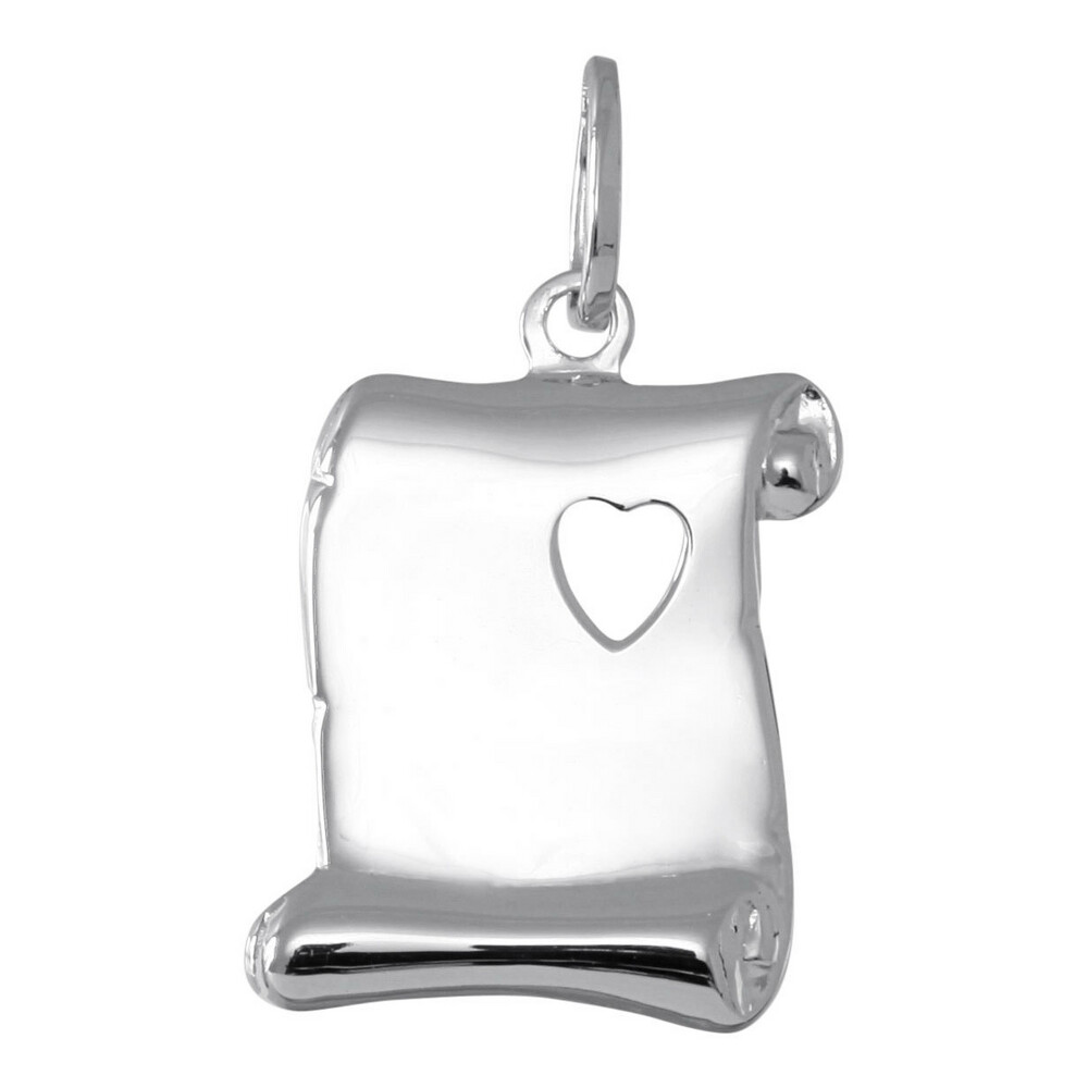 Photo de Pendentif plaque parchemin coeur - Argent massif