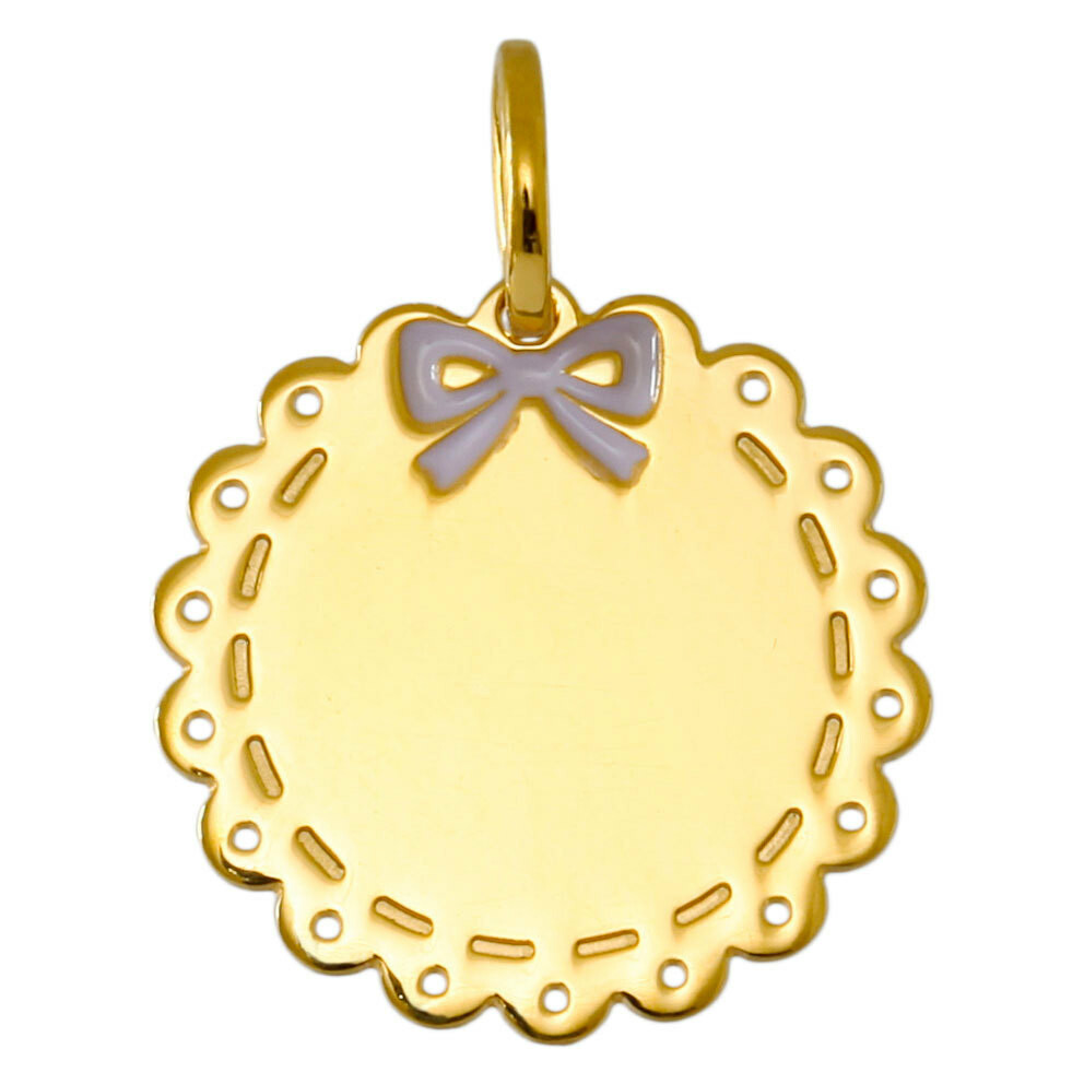 Photo de Médaille dentelle et noeud - Or jaune 9ct
