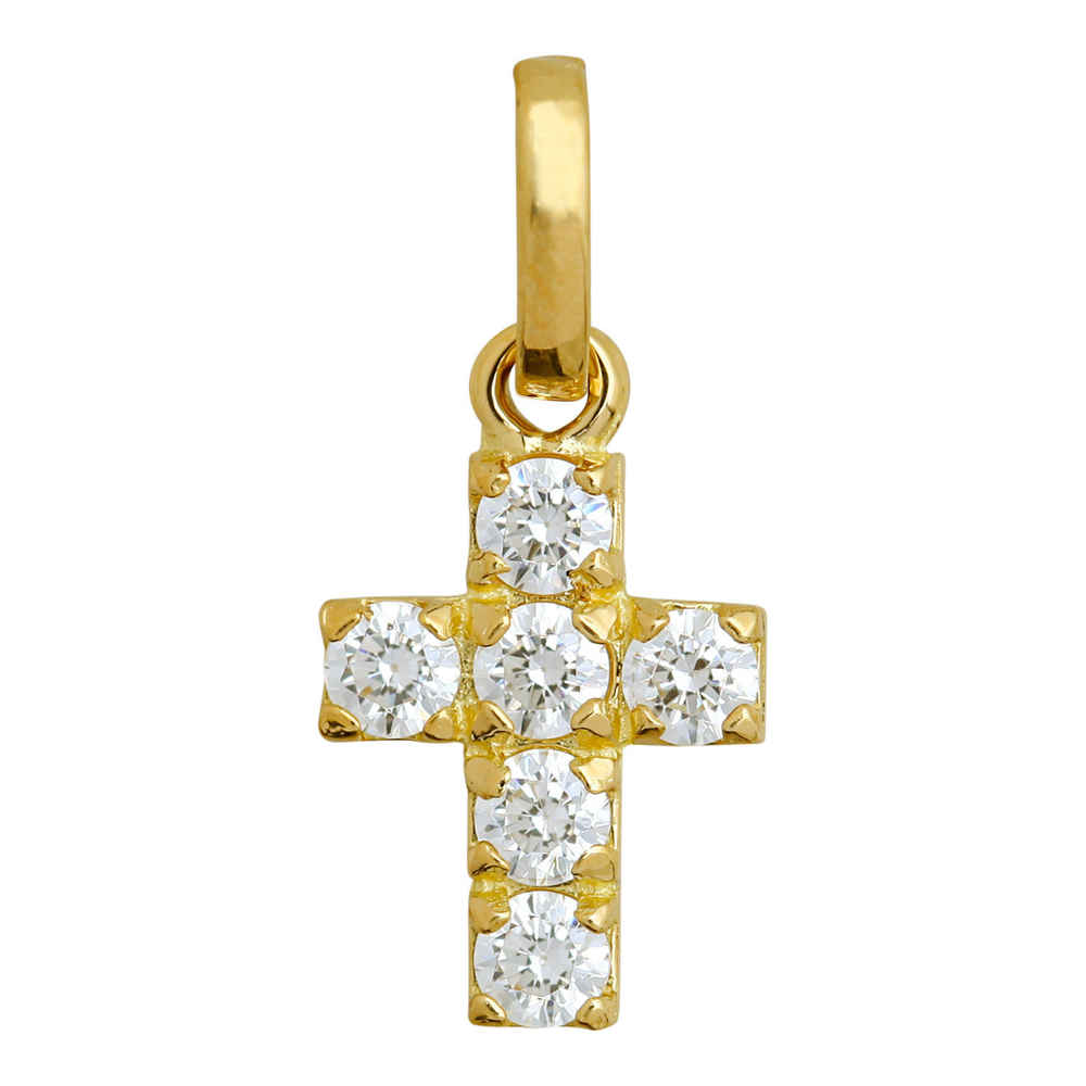 Photo de Croix oxydes de zirconium - Or jaune 18ct