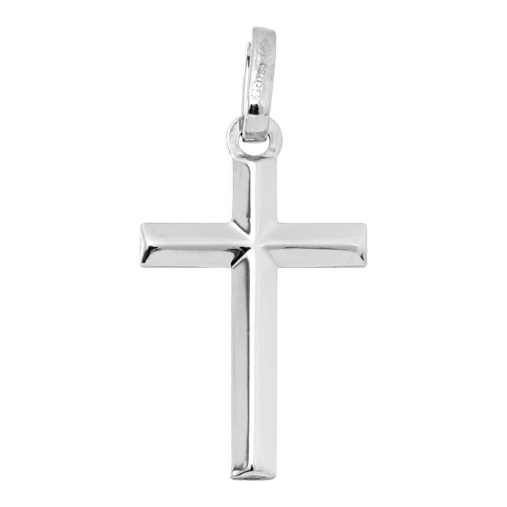 Photo de Croix fil biseauté - Or blanc 18ct
